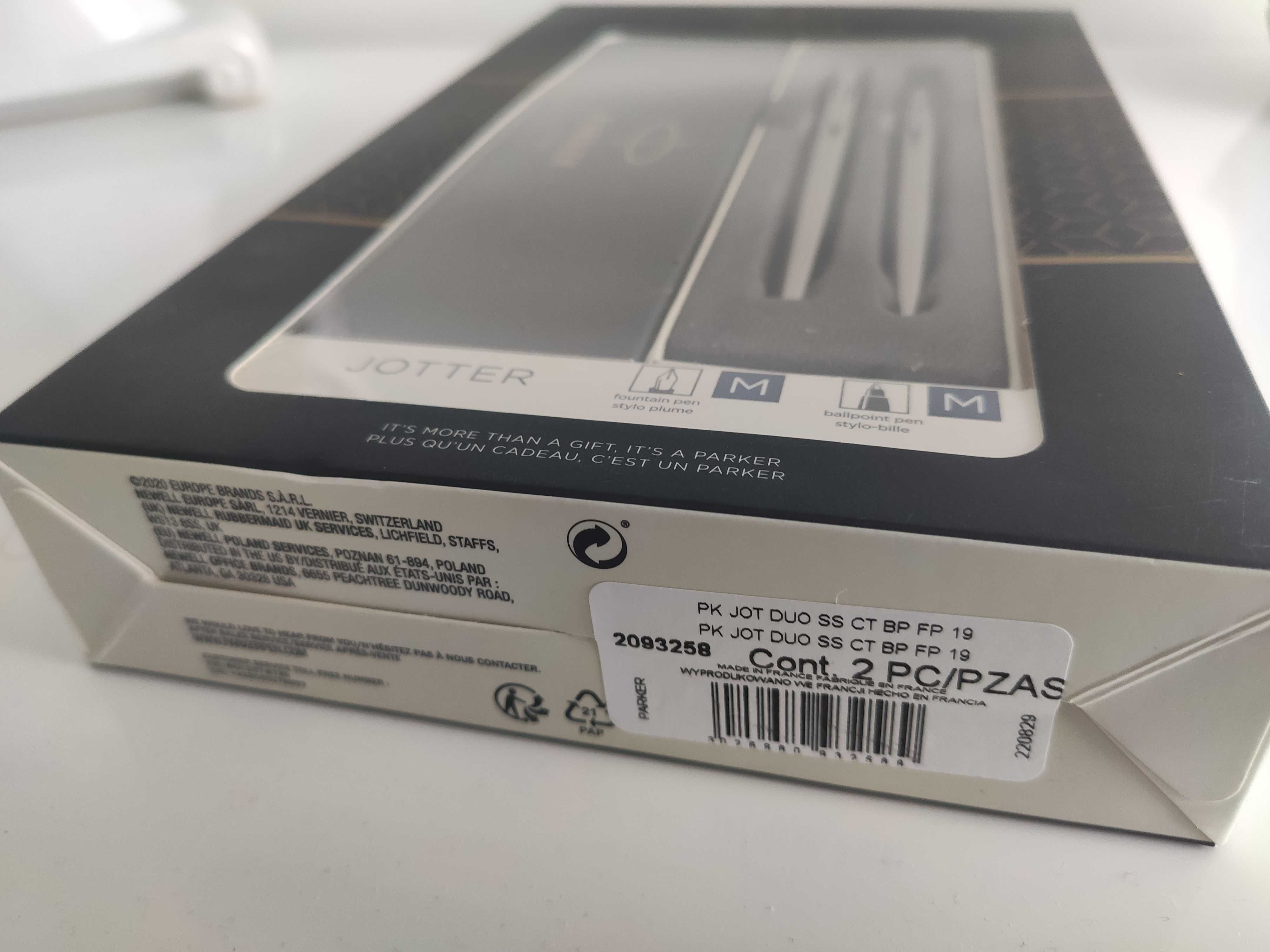 Parker Jotter zestaw pióro i długopis srebrne nowy