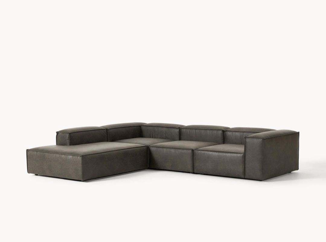 Sofa modułowa XL ze skóry z recyklingu Lennon Westwing Collection