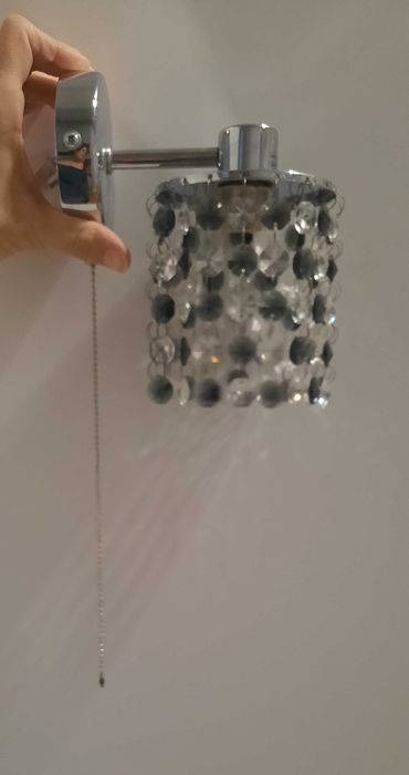 Kinkiet Roki srebrno-czarny kryształowy kryształki diamenciki glamour