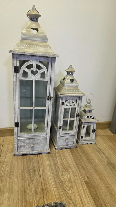 3 szt lampionów shabby chic
