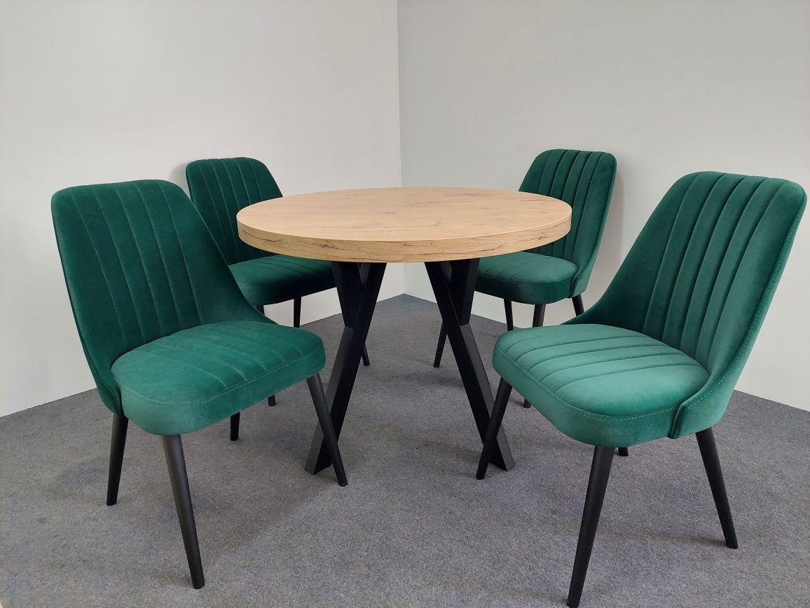 Stół okrągły rozkładany + 4 krzesła loft industrial producent