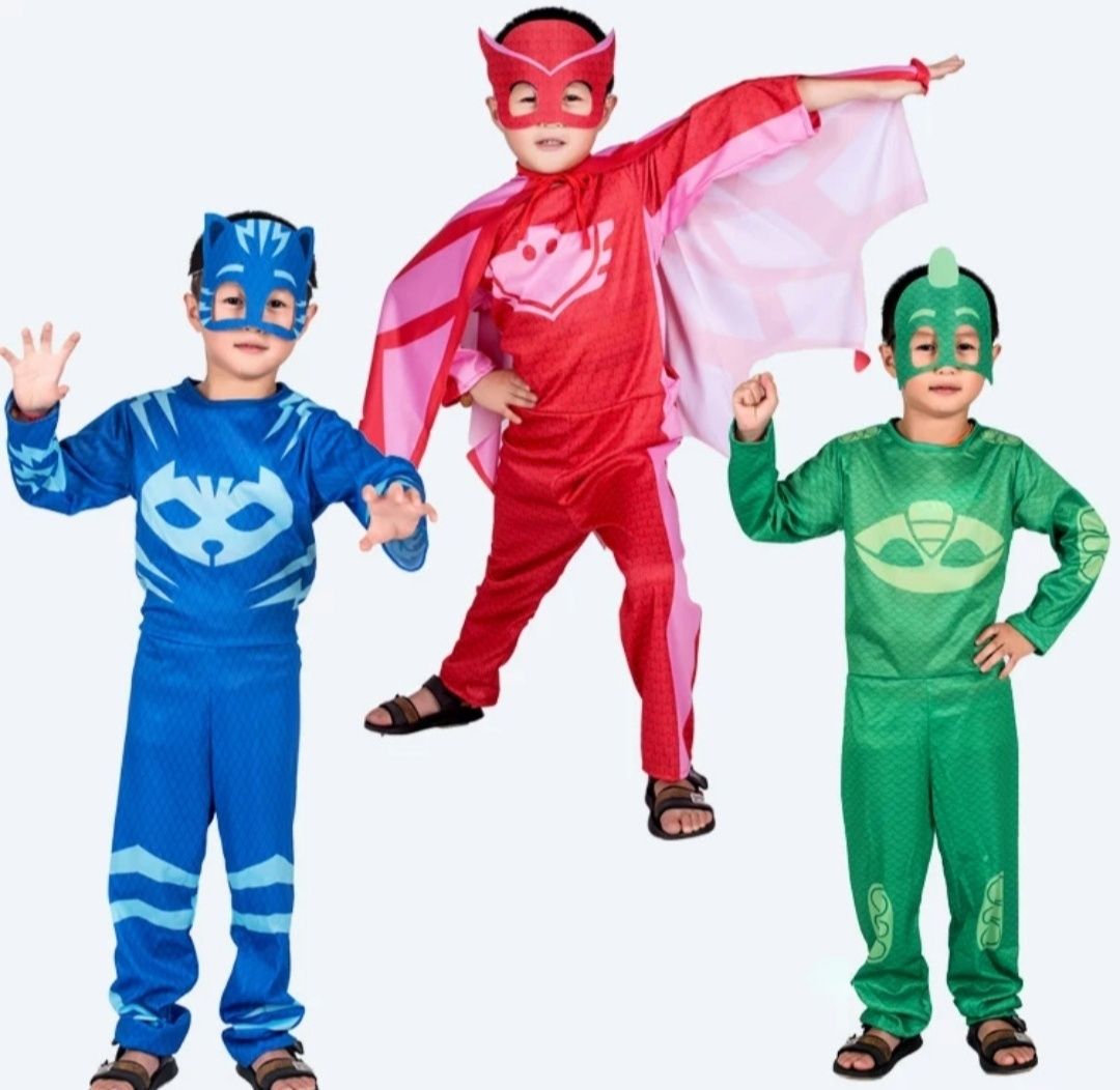 Детский костюм Герои в масках, PJ Masks Кетбой,Алетт,Гекко на 5-6, 7-8