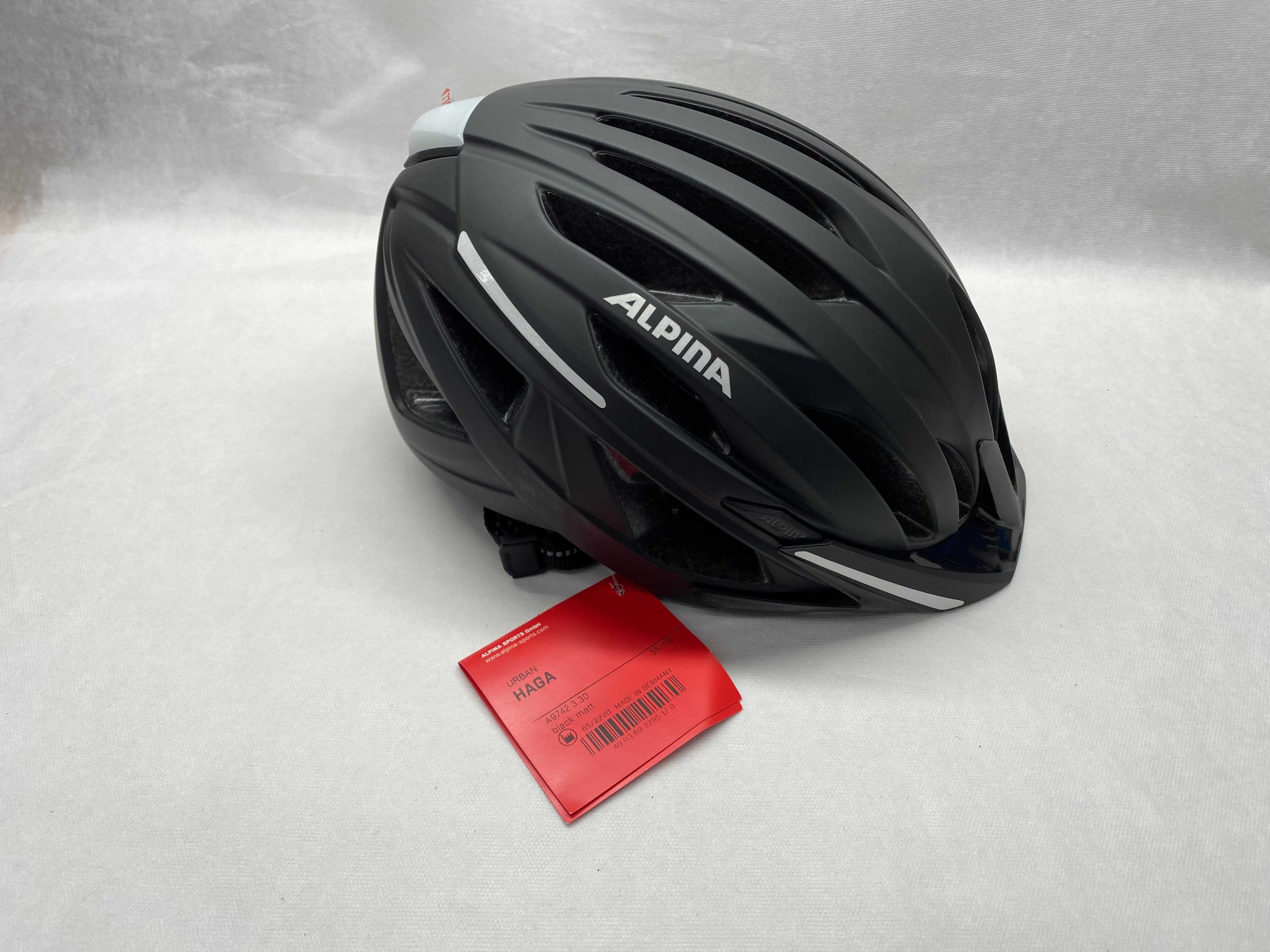 Alpina Haga kask rowerowy czarny mat z lampką 55-59 cm