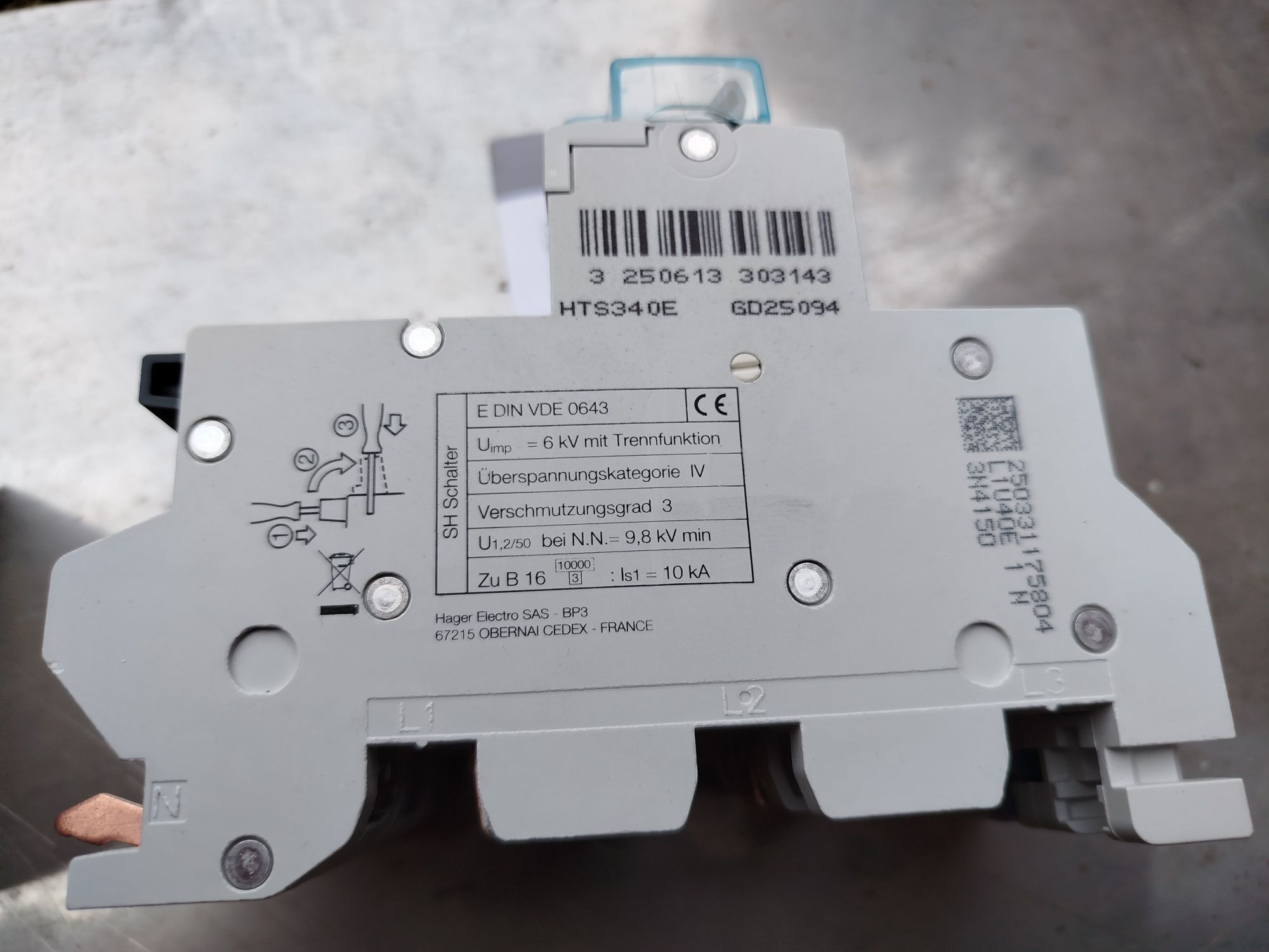 Hager HTS340E WL wylacznik nadpradowy selektywny