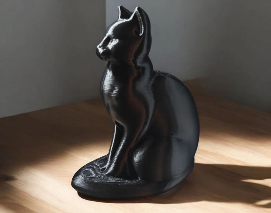 Gato Preto Sentado Decorativo