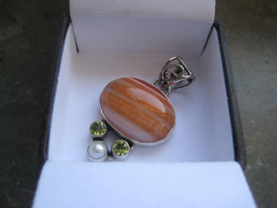 Pendente pedras semipreciosas e prata(NOVO)