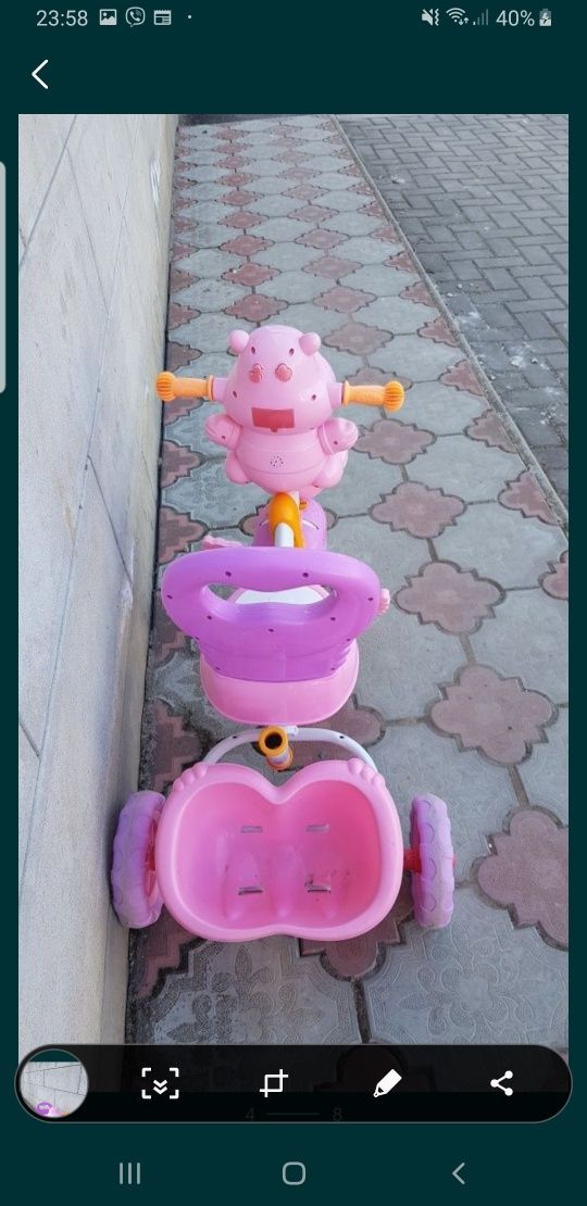 Красивый розовый рожевий велосипед ровер велик музыкальный для девочки
