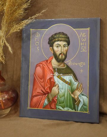 Икона св Леонида Египетского ручной работы
