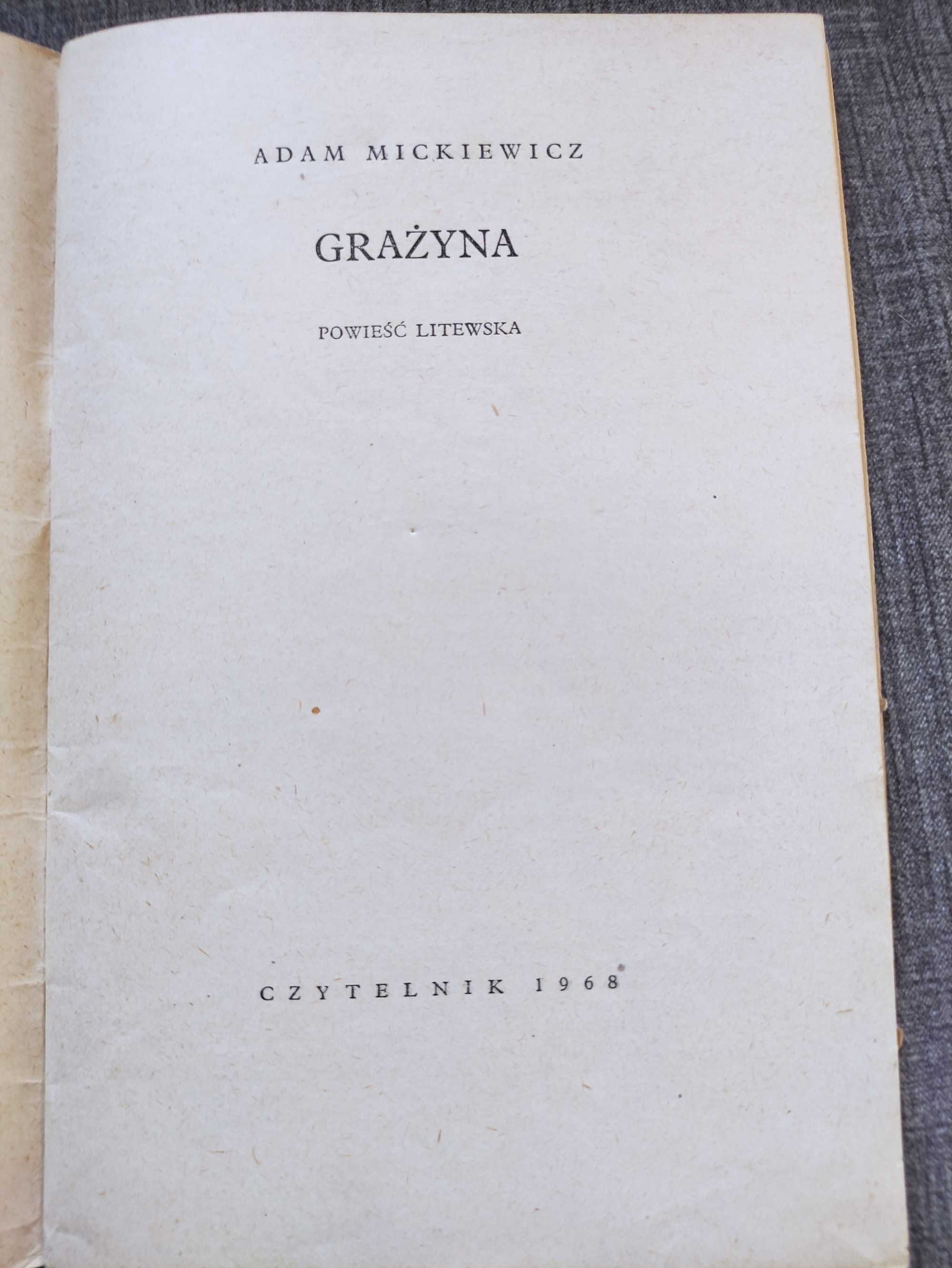 Książka "Grażyna" Adam Mickiewicz Wydanie Czytelnik 1968