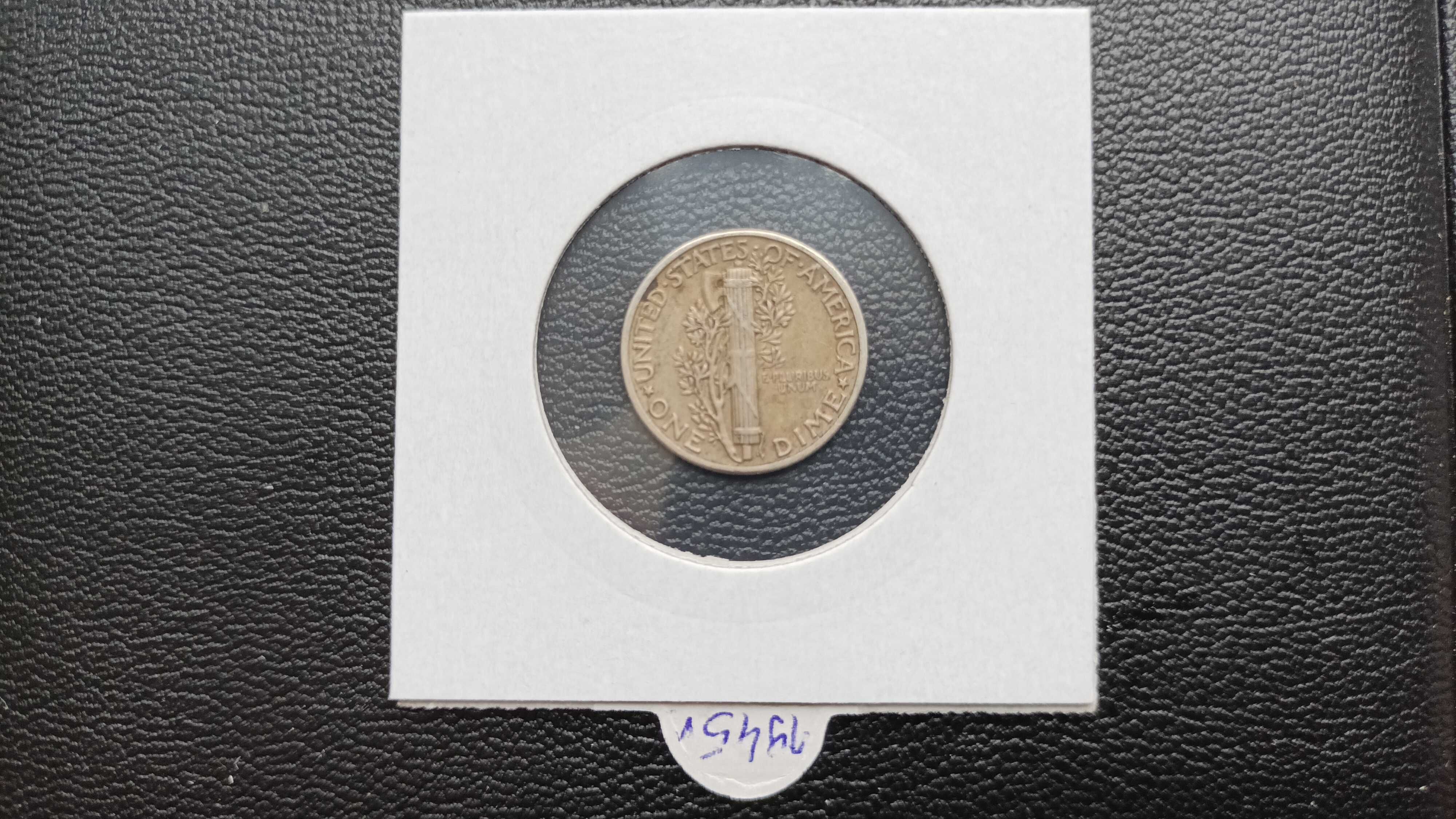 Moneta USA 10centów One Dime 1945r.*Srebro* Merkury