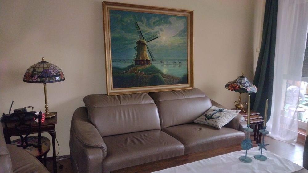 Duży Obraz olejny na płótnie Holandia 133 x 118 płótno sygnowane