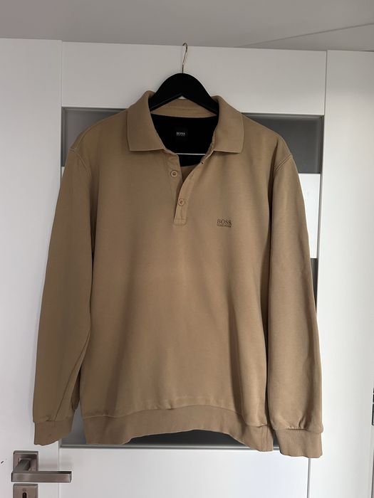 Boss Hugo Boss sweterek sweter bluzka bluza beżowa z kołnierzykiem