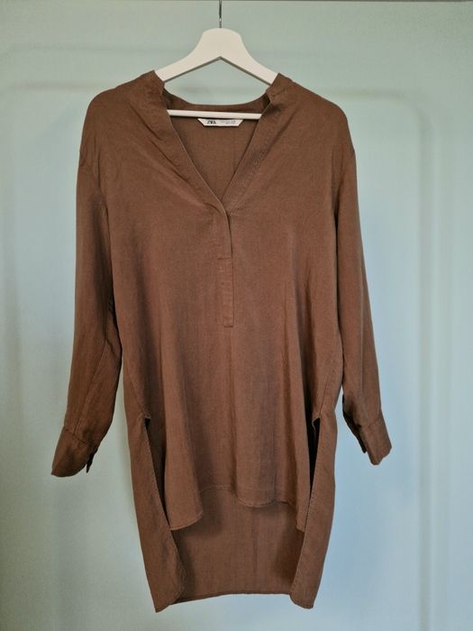 Brązowa wielbłądzia bluzka koszula oversize ZARA