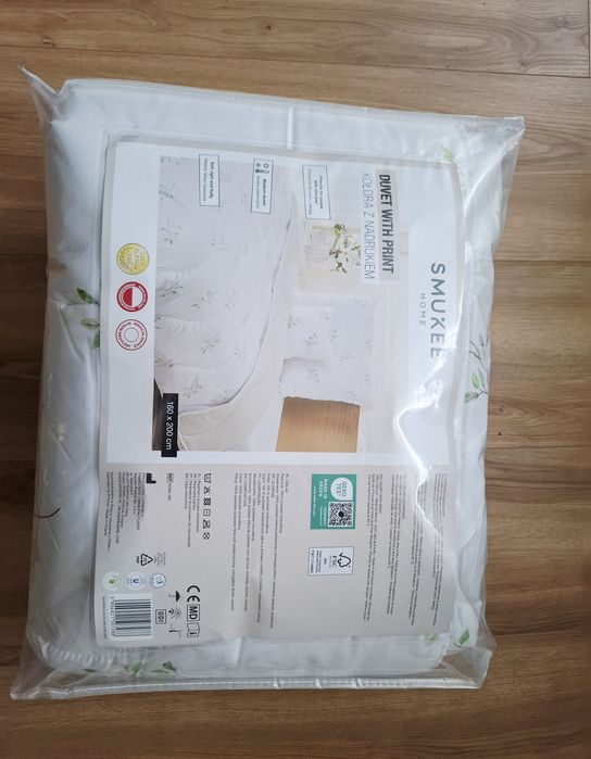 kołdra 160x200cm z nadrukiem w drobne zielone listki