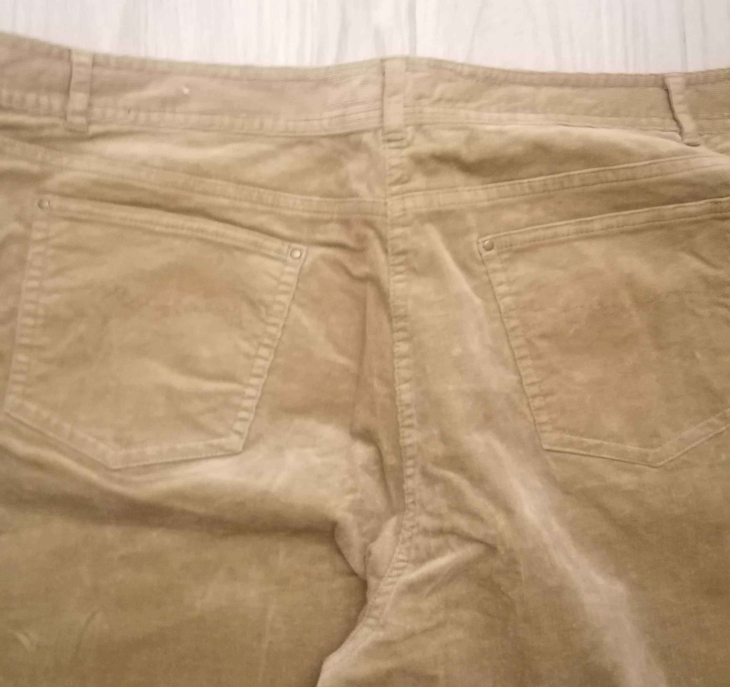 Nowe ciepłe zimowe elastyczne spodnie sztruksowe rozmiar 48
