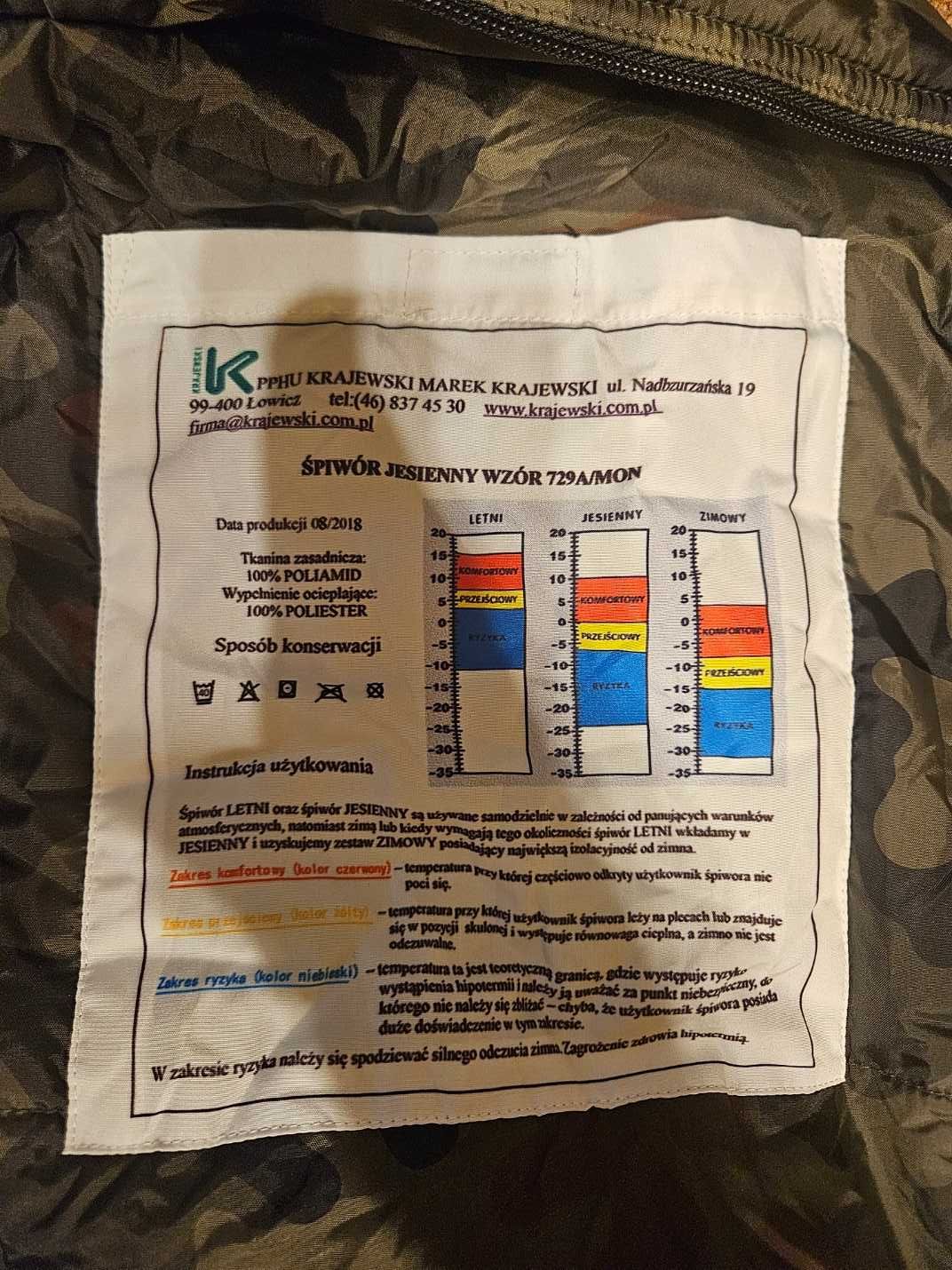 Śpiwór wojskowy jesienny ciepły