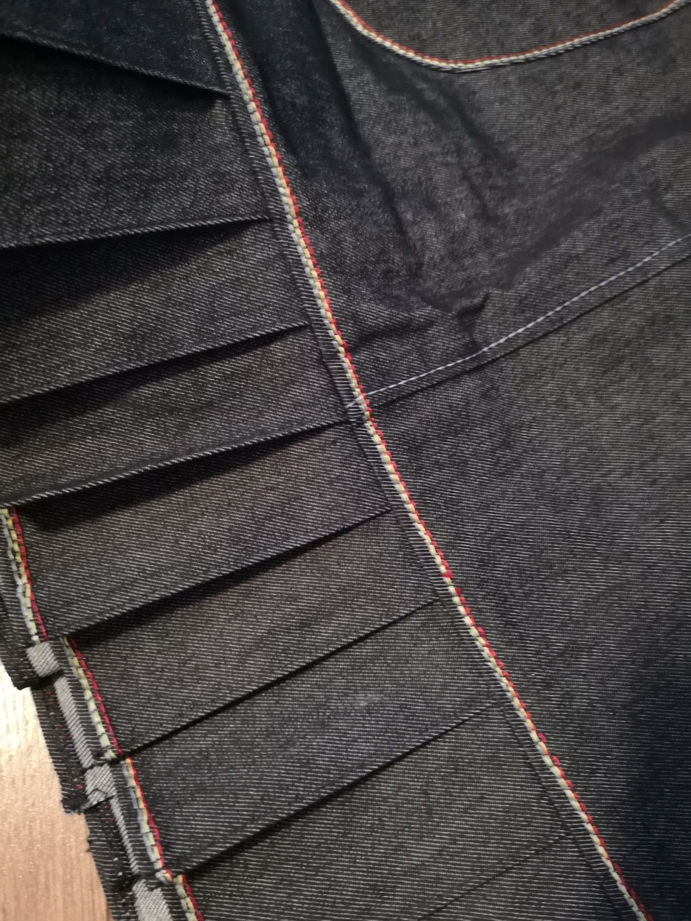 Spódnica czarny jeans, M 38 plisowana