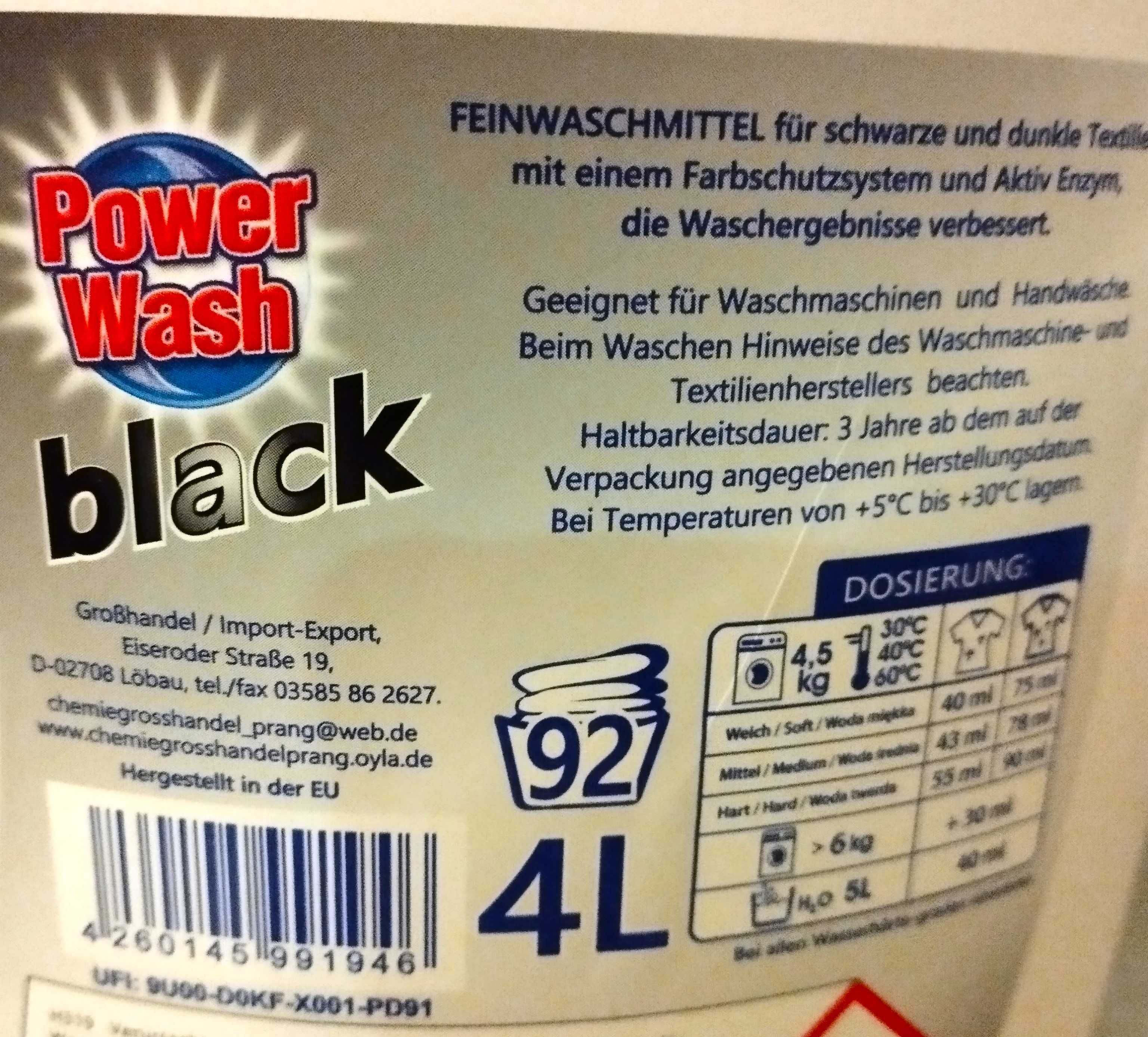 Niemiecki żel do prania czarnych tkanin 4 l 92 prania