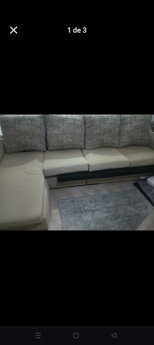 Sofá chaiselong beje 3+1 lugar