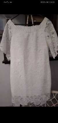 Biała Koronka sukienka 38r
