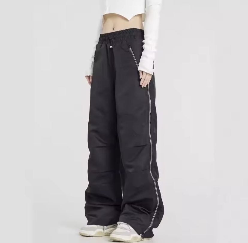 Штаны широкие со змейками по бокам  high street haradjuku