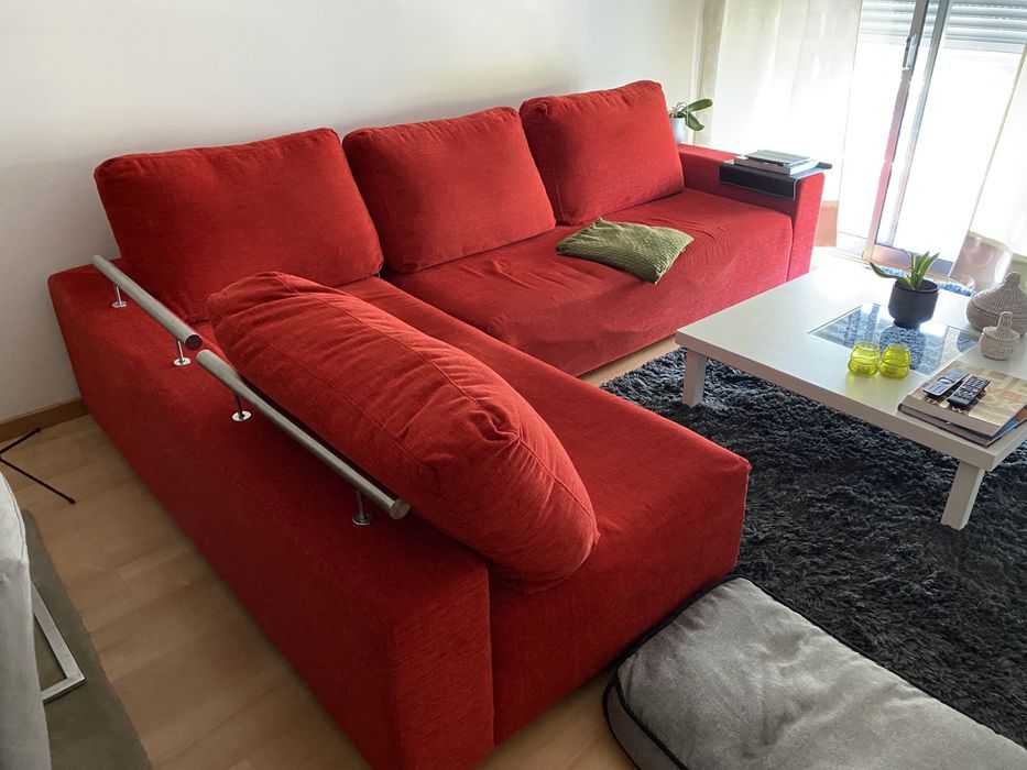 Sofá c/chaise longue vermelho 2,00x1,00x0,85 (x2)