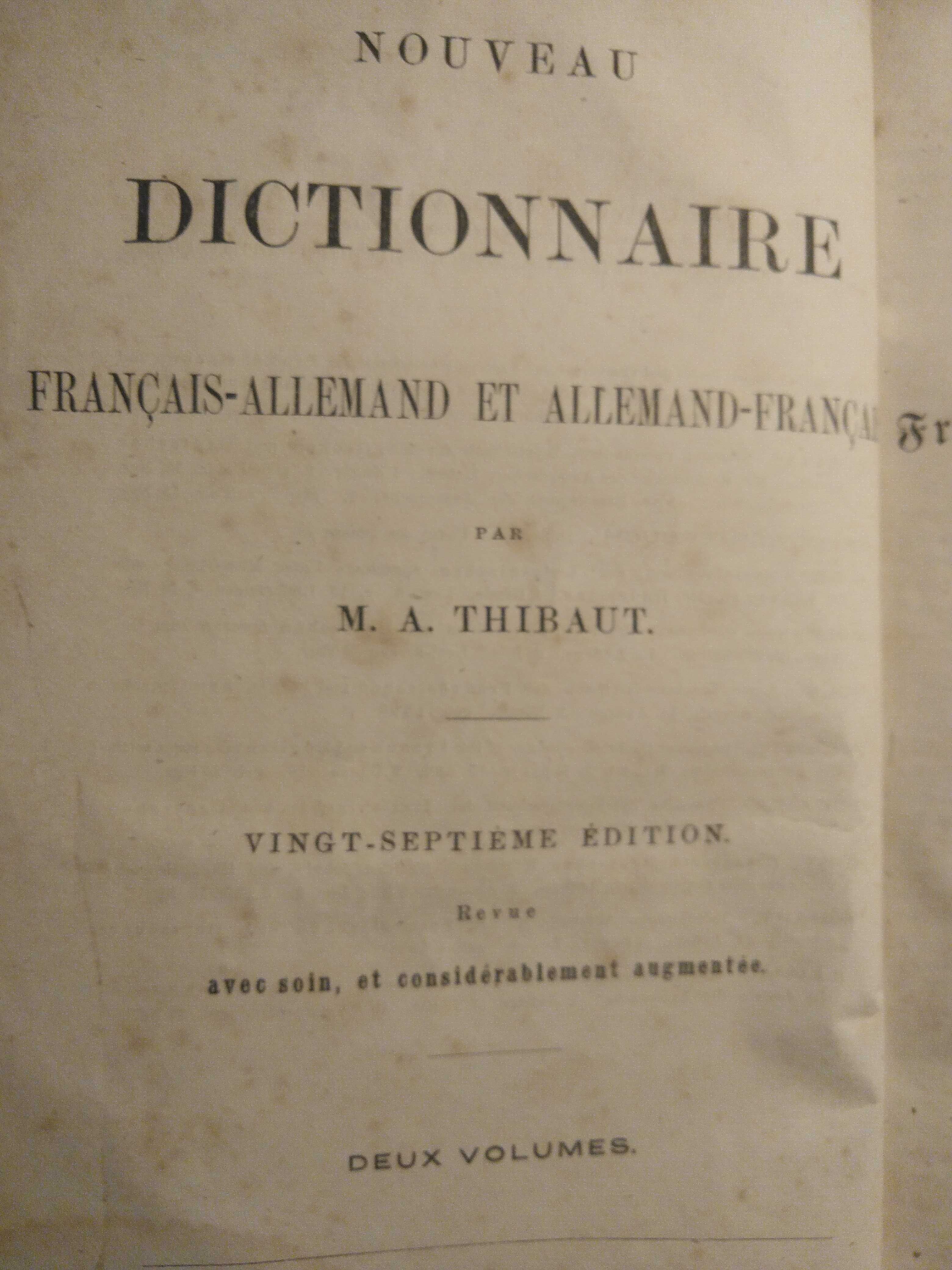 Słownik francusko-niemiecki i niemiecko-francuski 1857