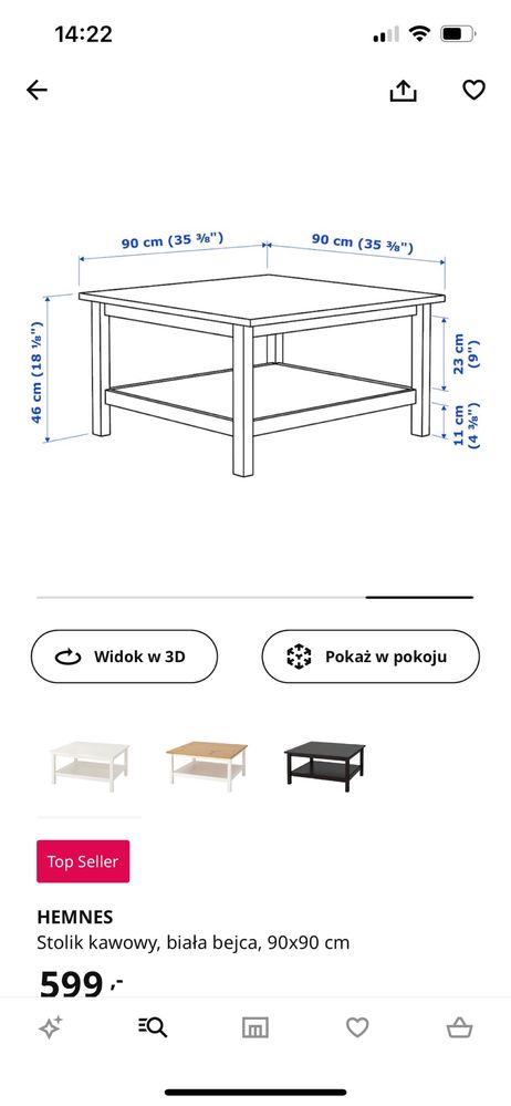 Stolik kawowy IKEA HEMNES