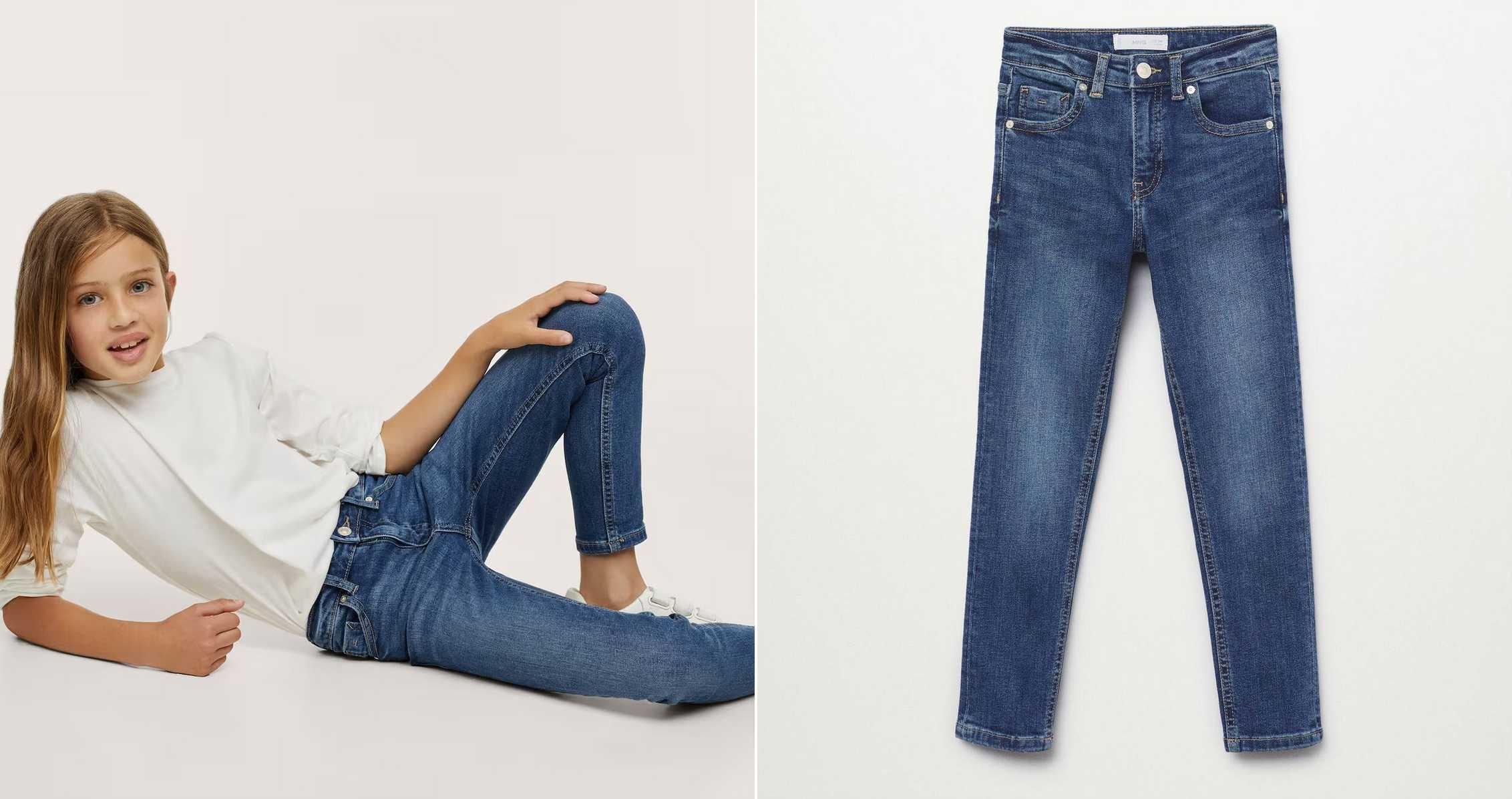 Mango nowe spodnie jeans dżinsy rurki skinny 9 lat 134