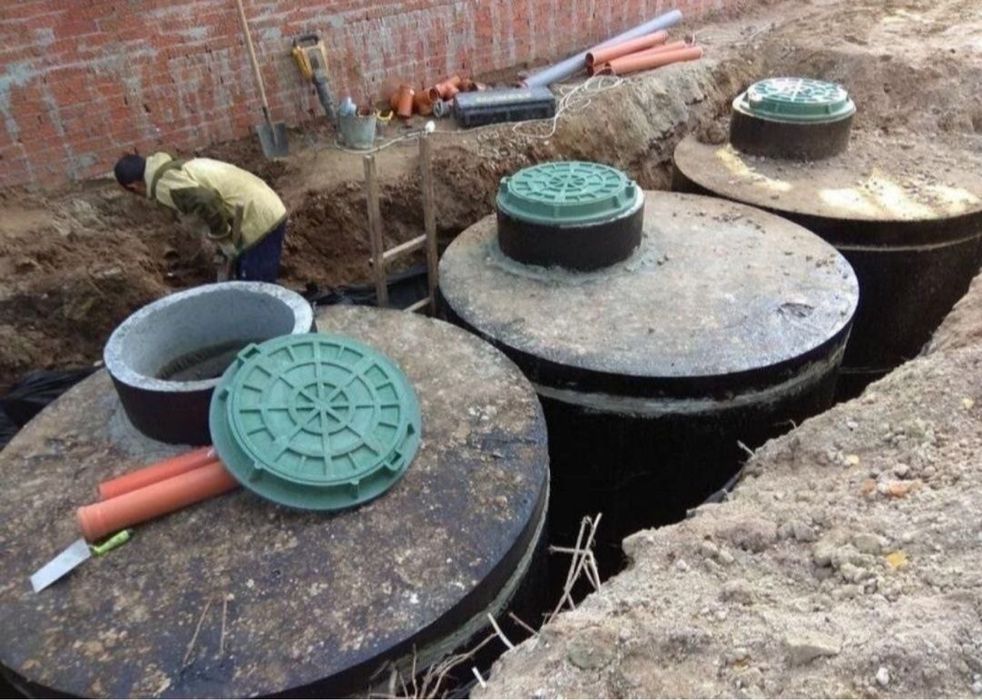 Каналізація копка під ключ вигрібна яма з бетонних кілець 9/10/24 м3