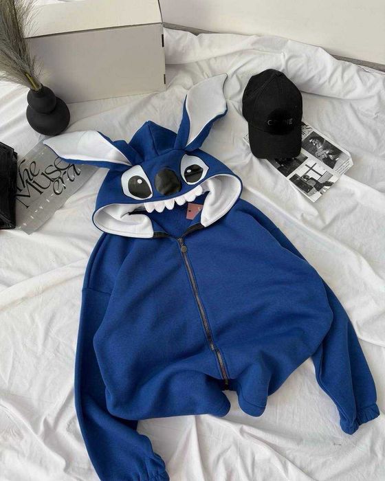 Жіночий Зіп-худі з вушками Стіча Оверсайз тепле