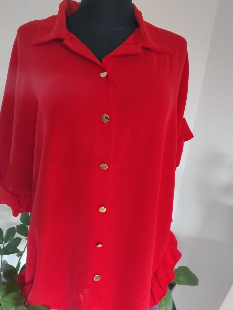 Bluzka elegancka damska 54 Big Size 6XL Red