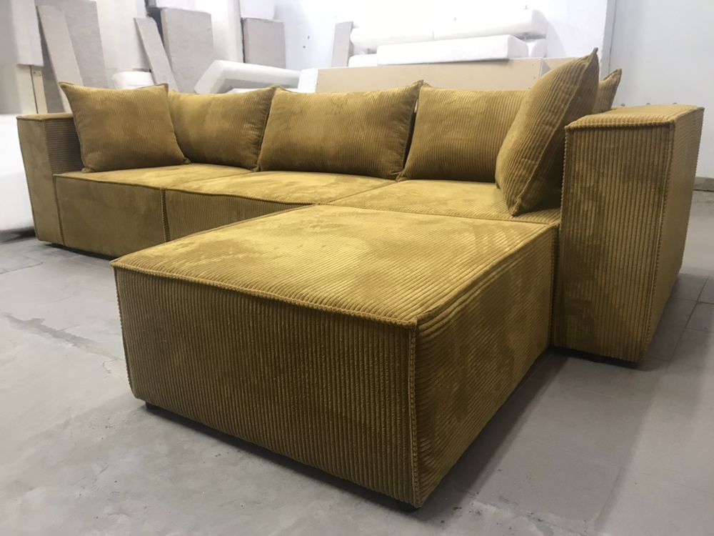 Narożnik sofa rogówka  w tkaninie sztruks Poso dużo kolorów