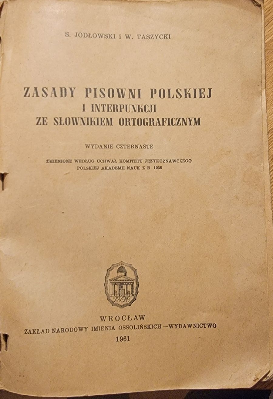 Zasady pisowni polskiej i interpunkcji ze słownikiem 1961 r.