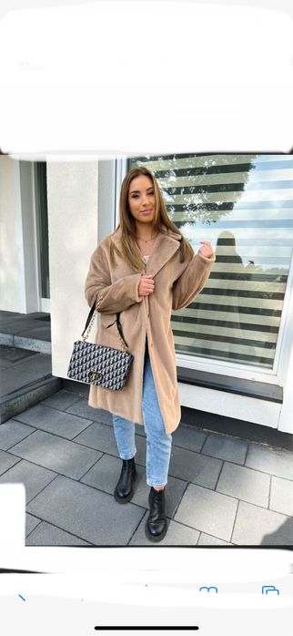 Plaszczyk Edan miś futerko miękkie na podszewce kawa z mlekiem brąz