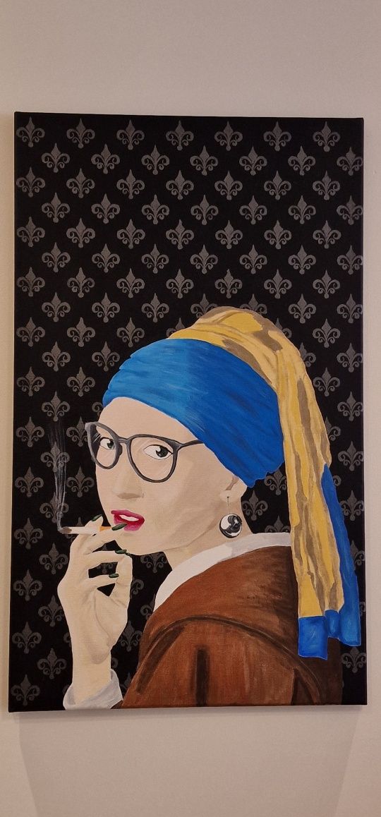 Pintura Pop Art original Única em tela Moça do Brinco de pérola