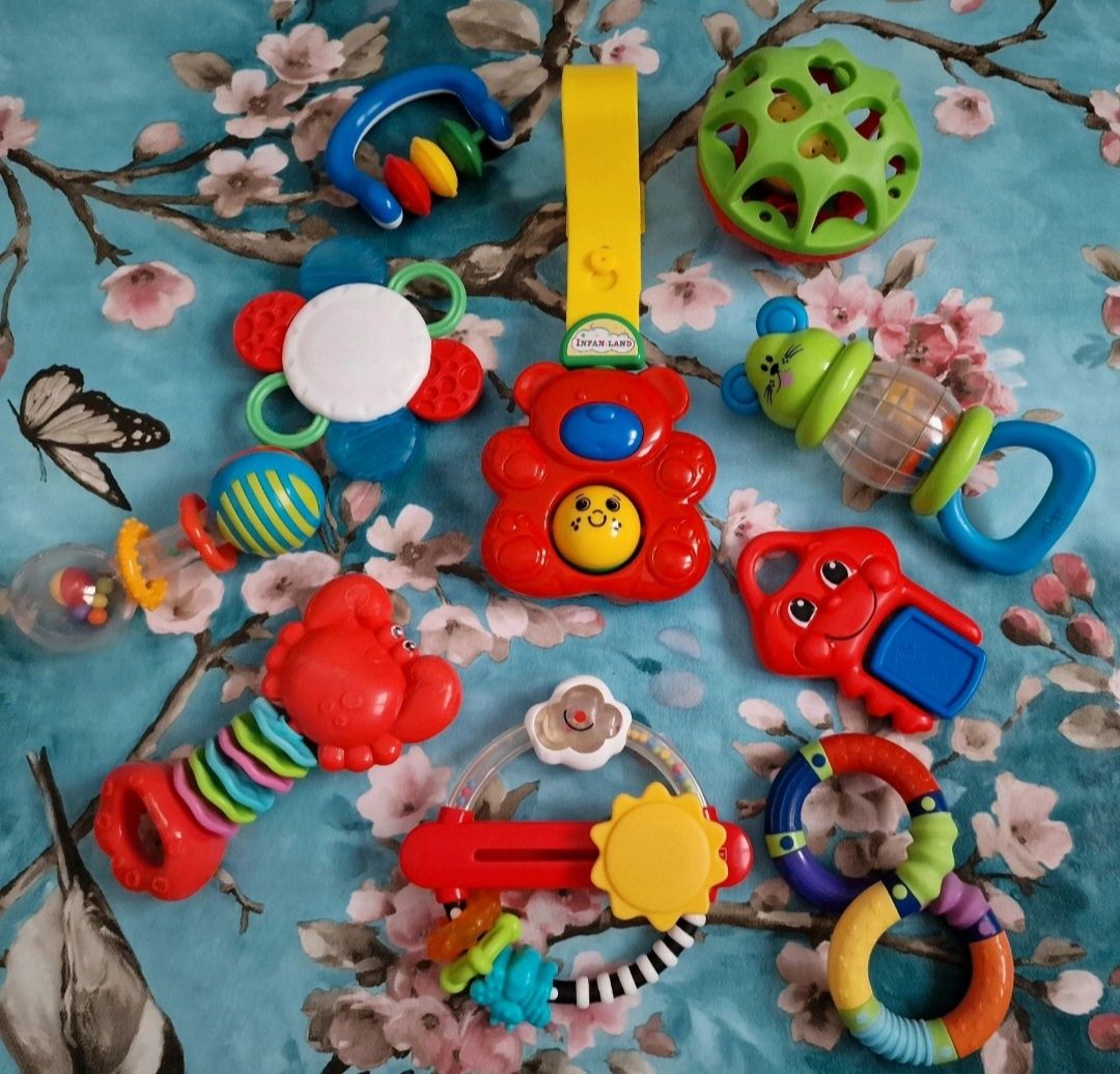 Duży zestaw grzechotek, zabawek, zawieszek Fisher Price