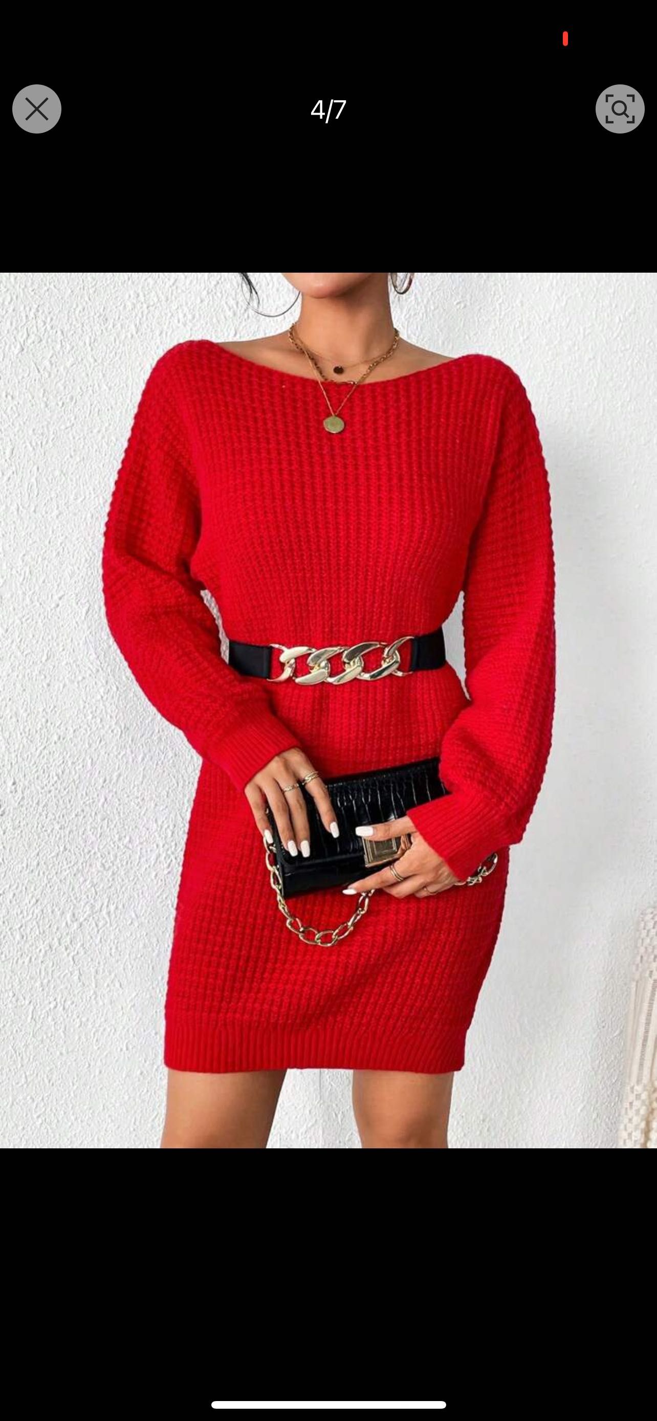 Nowy długi sweter czerwony damski sukienka sweterkowa oversize 36