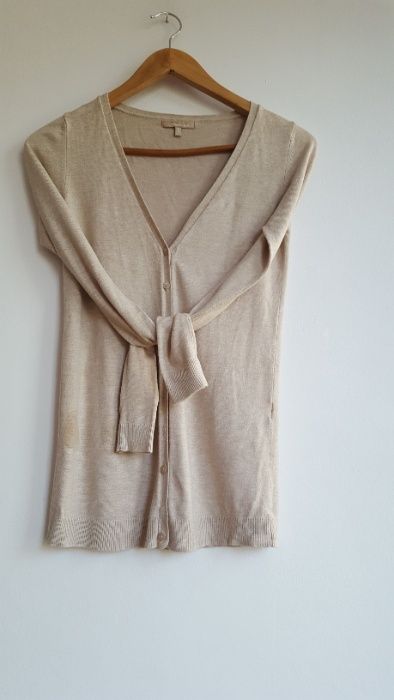 Beżowy kardigan sweterek na guziki Stradivarius S