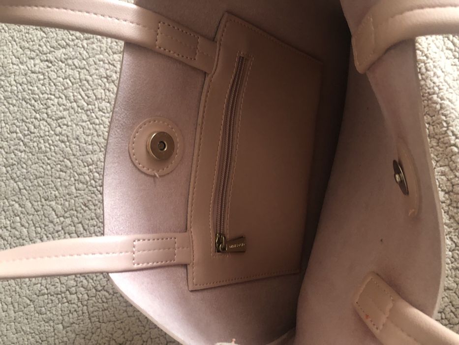 Сумка-шопер пудрова MINISO + подарунок гаманець з кошеня