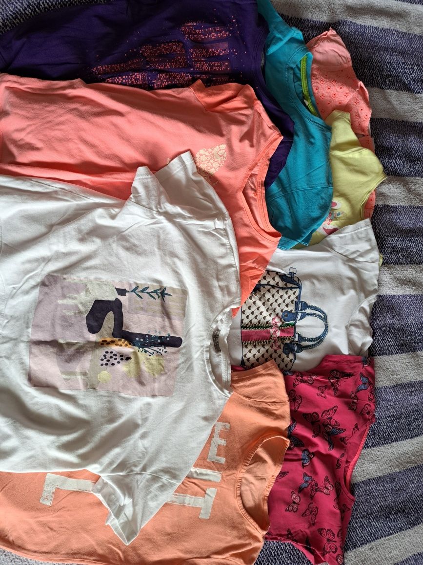 Zestaw 9 koszulek dla dziewczynki r.od 134 różne