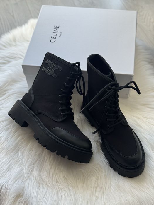 Чоботи черевики celine селін чорні ботинки сапоги теплі зимові осінні