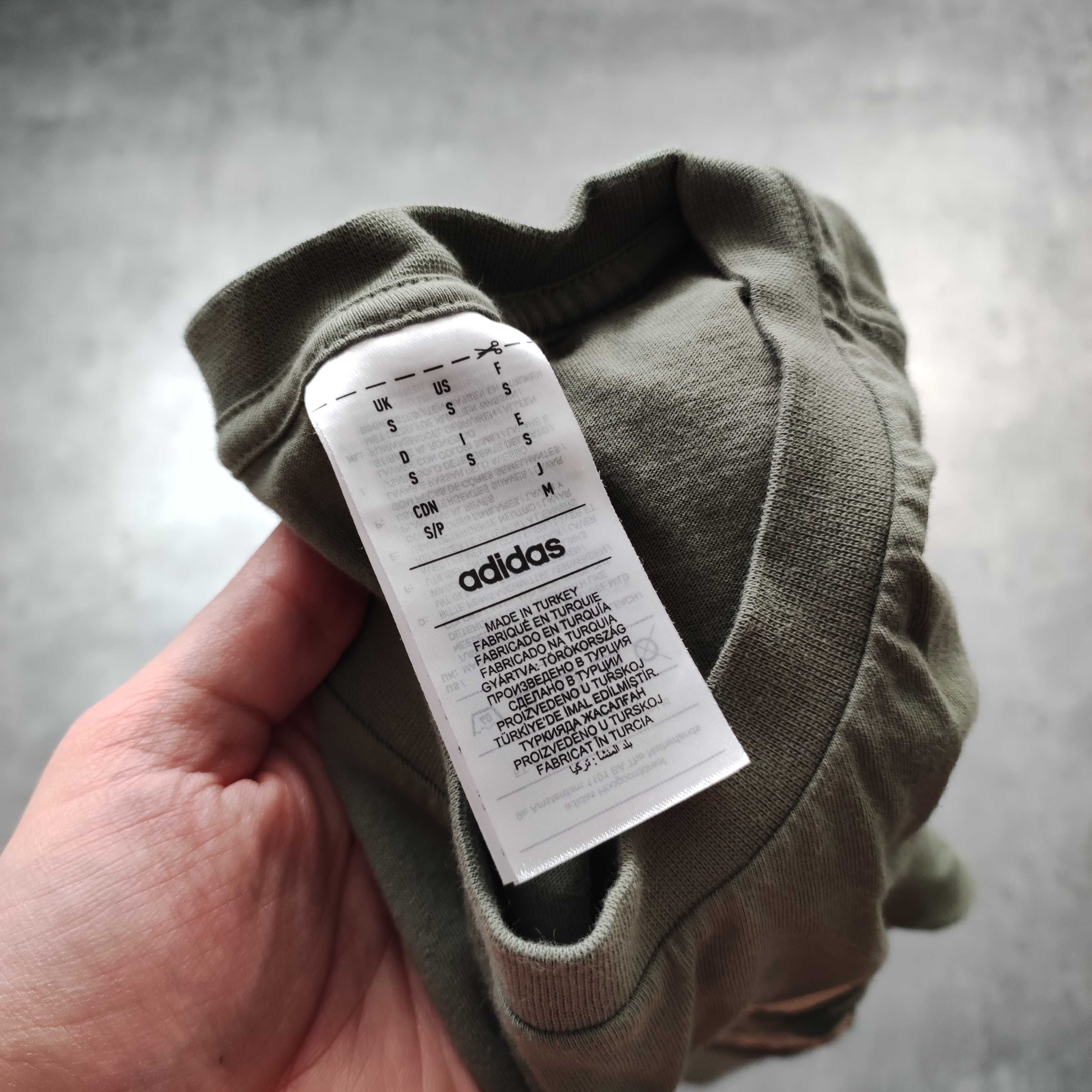 MĘSKA Bawełna Koszulka Oliwka Khaki Camo Nadruk Duże Logo Adidas