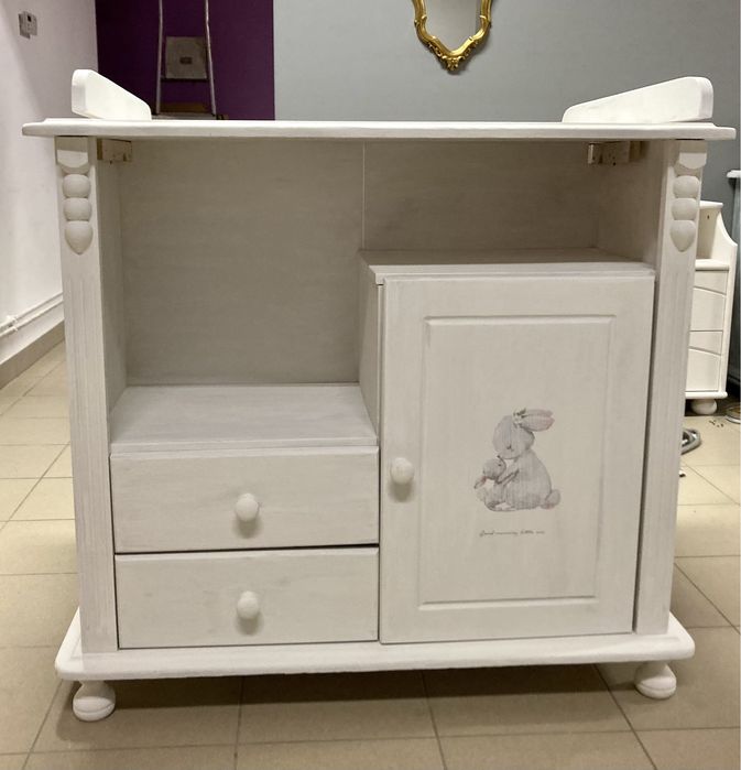 Komoda przewijak drewno biała Shabby retro