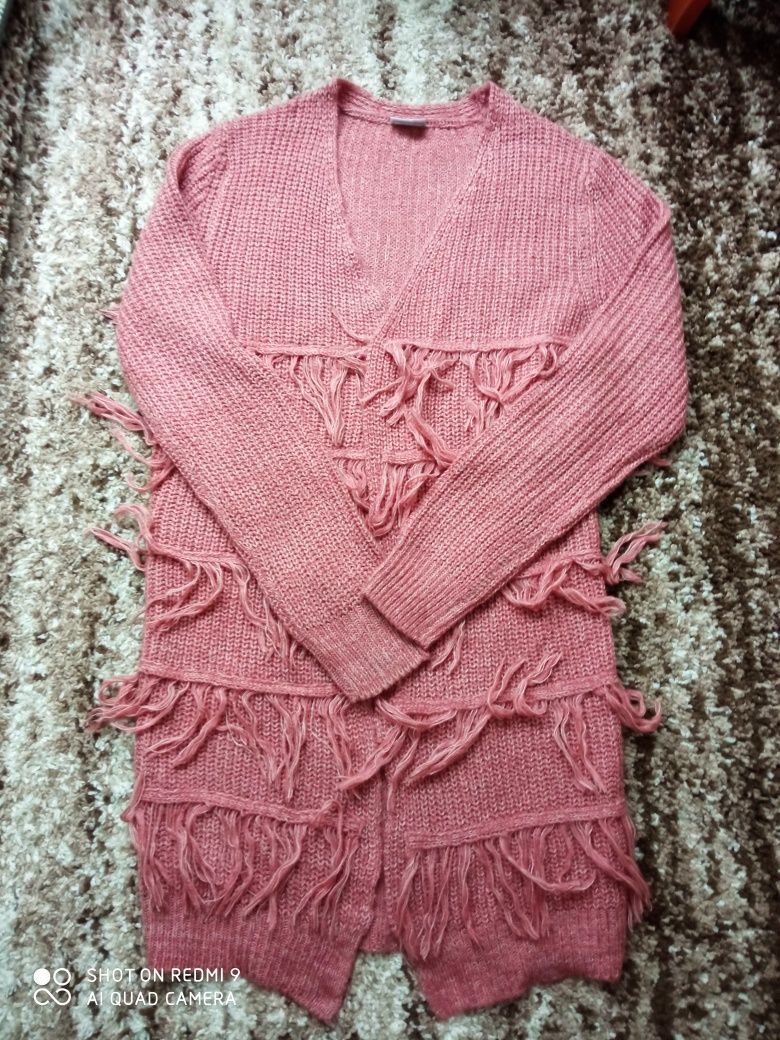 Sweter kardigan w pięknym koralowym kolorze