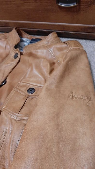 Кожаный пиджак XL в стиле милитари