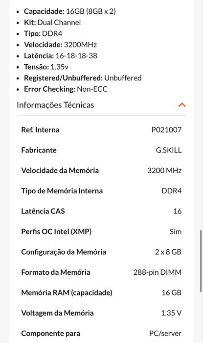 Memória RAM UDIMM G.SKILL Aegis 16GB (2x8GB) DDR4-3200MHz (Intel XMP)