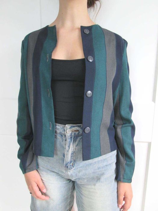 Lekki żakiet wdzianko narzutka prawdziwa perełka vintage S M 36 38