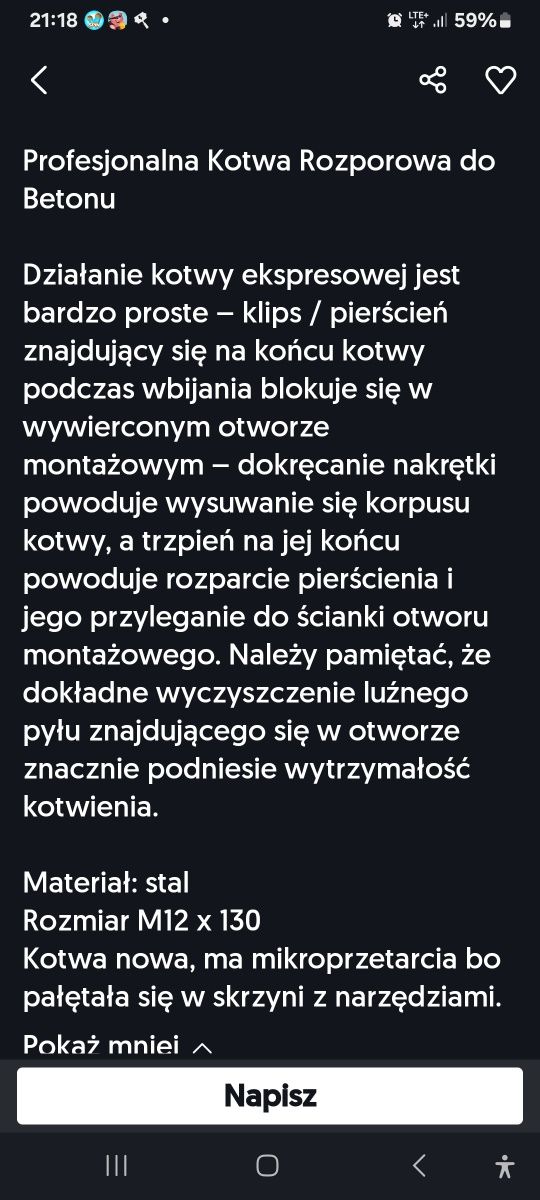 Kotwy kwasoodporne 12