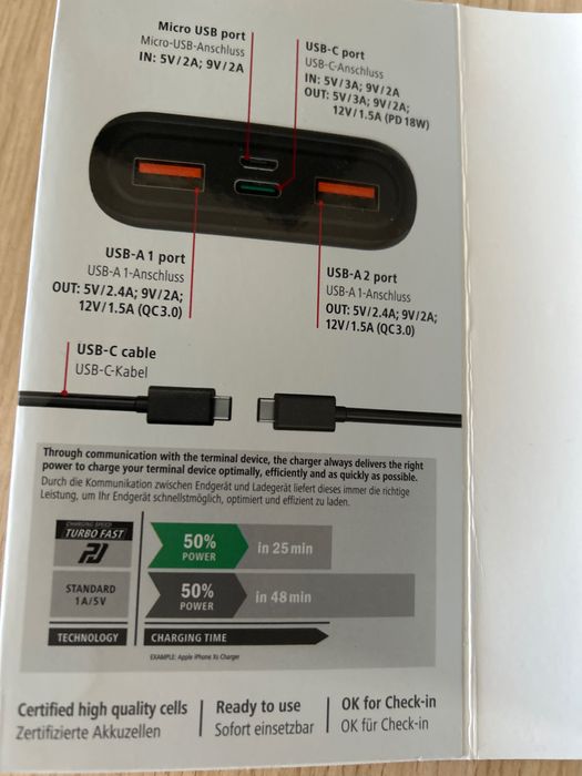 Повербанк Hama prime line 20000 mAh швидка зарядка